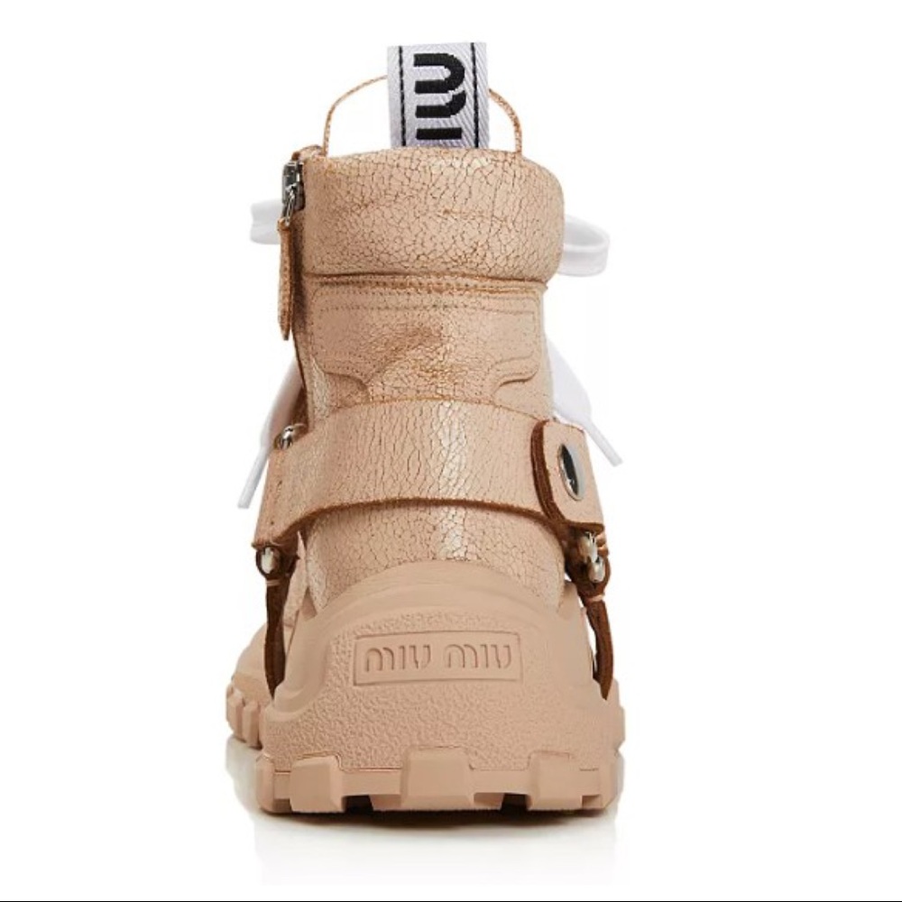 MIU MIU Crystal-Embellished Hiking Boots Sneakers - Picture 2 of 8